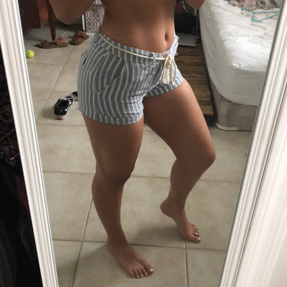 Striped Beach Shorts with String Belt